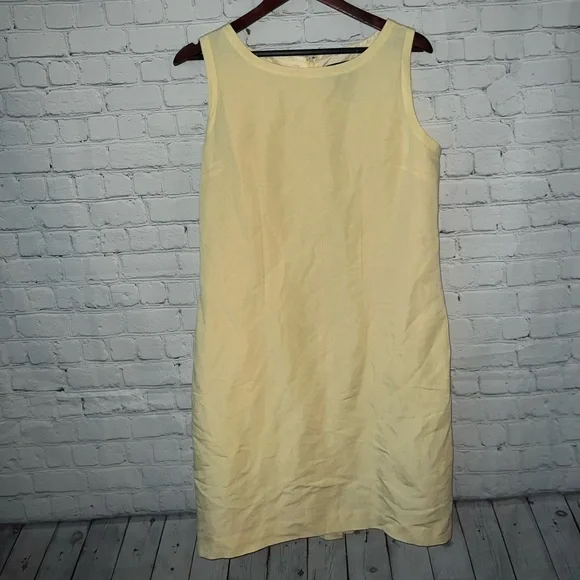 Laura Scott light yellow sleeveless linen / rayon dress size 14 - Picture 4 of 11